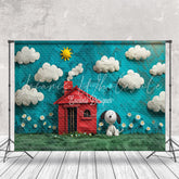 Sunny Day Cloud House Dog Snoopy Cake Smash Backdrop